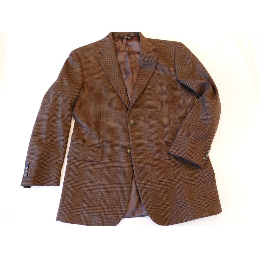 Jos A Bank Men's Academia 2-Button Blazer Jacket Brown Plaid 100%‎ Wool 40R